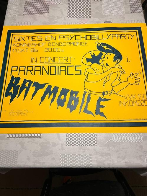 Vintage Poster sixties en psychobillyparty, Verzamelen, Posters, Gebruikt, Muziek, Deurposter of groter, Rechthoekig Liggend, Ophalen of Verzenden