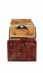 Frankrijk 1844 parel blauw emaille 18k ring goud antiek dame, Verzenden, Goud, Ring, Met edelsteen