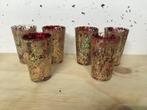 Waxinelichtjes waxinelicht houder glas goud rood glinsterend, Overige materialen, Verzenden, Zo goed als nieuw, Minder dan 25 cm