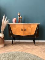 vintage dressoir in rockabilly-stijl met glazen bovenblad, Ophalen, Rockabilly, 50 tot 100 cm, 3 of 4 laden