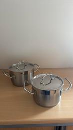 Hema roestvrijstalen kookpannen voor gas. 18/20 cm, Ophalen of Verzenden, Gebruikt, Rvs, Pannenset