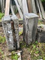 Diverse zuilen, sokkel, aanmeerpalen hout, hardhout, Tuin en Terras, Tuinbeelden, Ophalen, Gebruikt, Hout, Overige typen