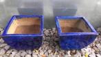 Grote neon blauw geglazuurde bloempotten set 33/37cm, Tuin en Terras, Bloempotten, 25 tot 40 cm, Gebruikt, Minder dan 40 cm, Terracotta
