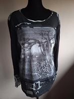 Leuke zwarte stretch top print van Passport, maat XL, Kleding | Dames, Tops, Passport, Zwart, Maat 46/48 (XL) of groter, Ophalen of Verzenden