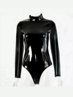 Mooie laklook body met rits en hoge hals, tm 3XL, Verzenden, Zwart, Body of Korset