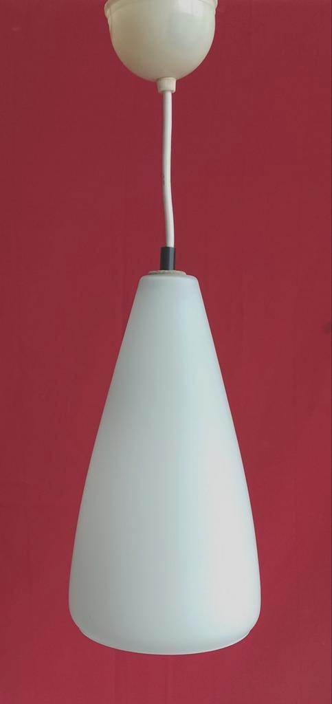 vintage, jaren 50/60 hanglamp / hallamp, wit, mat melkglas, Huis en Inrichting, Lampen | Hanglampen, Gebruikt, Minder dan 50 cm