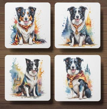 Border Collie Harry Potter onderzetters met houder beschikbaar voor biedingen