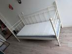 Metalen 1-persoonsbed 90x200 met lattenbodem, Ophalen, 90 cm, Eenpersoons, Wit