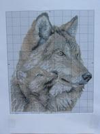 borduur en kruissteek patroon  WOLF met JONGE PUP, Ophalen of Verzenden, Zo goed als nieuw, Handborduren, Patroon