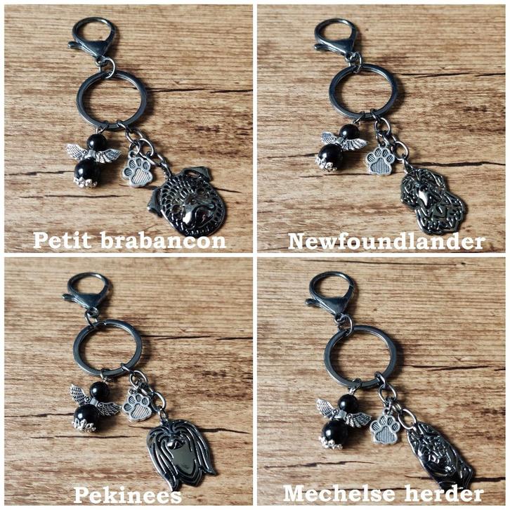 Tas / Sleutelhanger div. hondenrassen gunmetal/zwart + engel, Dieren en Toebehoren, Honden-accessoires, Nieuw, Verzenden