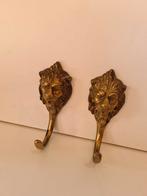 2x Kapstokhaken LEEUW [kapstok haken leeuwenkop antiek oud], Ophalen of Verzenden