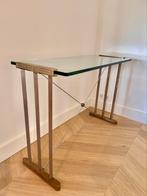 Vintage Ghyczy sidetable design hal tafel glas haltafel, 25 tot 50 cm, 100 tot 150 cm, Gebruikt, Rechthoekig