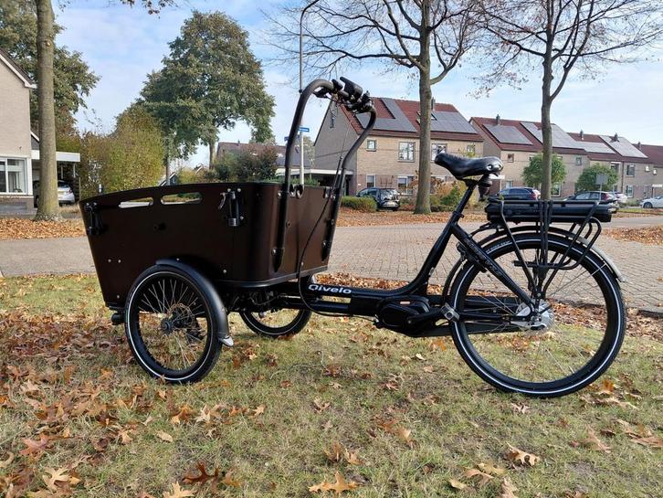 Zwarte bakfiets Qivelo Cargo v2.0, Fietsen en Brommers, Fietsen | Bakfietsen, Zo goed als nieuw, Overige merken, 3 kinderen, Elektrisch