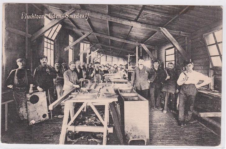 Uden Vluchtoord Smederij ca. 1916 Belgische Vluchtelingen, Verzamelen, Ansichtkaarten | Nederland, Ongelopen, Noord-Brabant, Voor 1920