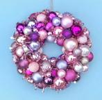 ⭐️Kerstkrans roze kerstballen krans gekleurd kerstversiering, Ophalen of Verzenden, Zo goed als nieuw