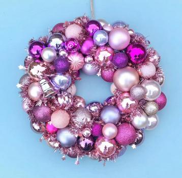 ⭐️Kerstkrans roze kerstballen krans gekleurd kerstversiering beschikbaar voor biedingen