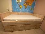 Steigerhouten bed met veel opbergruimte, Ophalen, Gebruikt, 90 cm, Eenpersoons