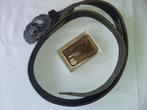 Leren riem met buckle, Kleding | Heren, Riemen en Ceinturen, Ophalen, Losse buckle of gesp, 105 tot 115 cm, Zo goed als nieuw