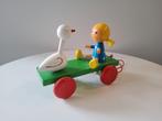 Vintage Miva Vacov houten trekfiguur. Meisje met gans., Ophalen of Verzenden, Gebruikt
