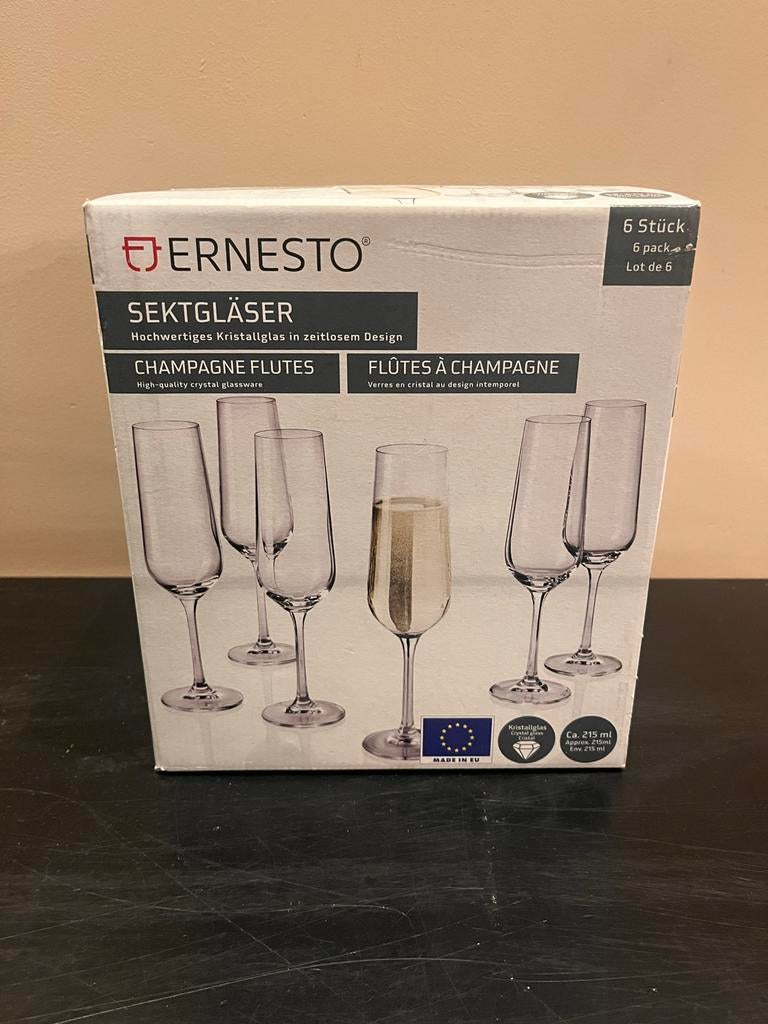 Ernesto Champagne Glazen - 5 Stuks, Overige materialen, Nieuw, Ophalen of Verzenden, Vaatwasserbestendig