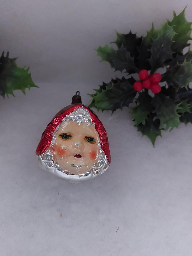 Oude antieke kerstbal Dutchgirl Zeeuws meisje kopje hoofdje, Diversen, Kerst, Verzenden