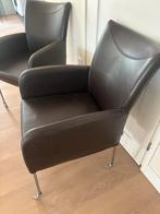 Lederen eetkamerstoelen bert plantagie, Huis en Inrichting, Stoelen, Gebruikt, Bruin, Leer, Ophalen of Verzenden