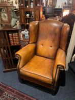 Schapenleren fauteul met losse kussen, Ophalen of Verzenden, Zo goed als nieuw, 75 tot 100 cm