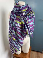 Grote dunne katoenen sjaal blauw paars batik groen, Ophalen of Verzenden, Zo goed als nieuw, X, Sjaal