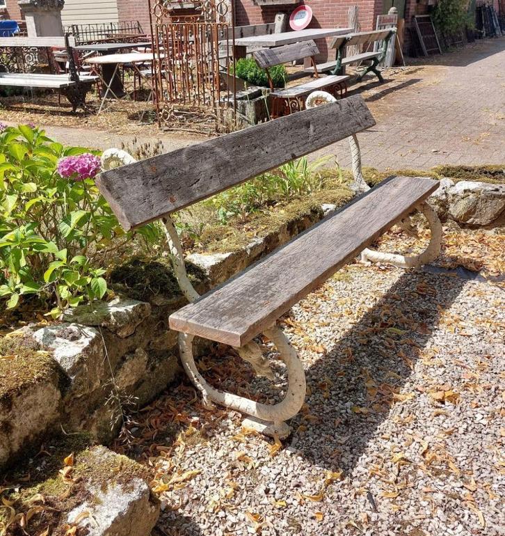 oude tuinbank met antieke gietijzeren slangen onderstel, Antiek en Kunst, Curiosa en Brocante, Ophalen