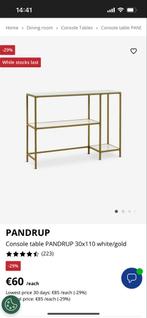 Pandrup Sidetable - Wit/Goud - Nieuw in doos!, 100 tot 150 cm, Nieuw, Ophalen of Verzenden, Glas