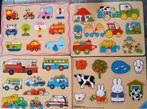 4 Houten puzzels met knoppen, 2 tot 4 jaar, 10 tot 50 stukjes, Ophalen of Verzenden, Zo goed als nieuw
