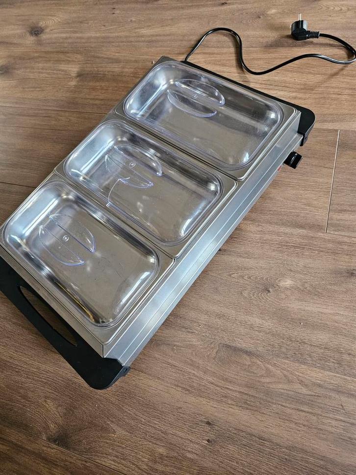 Elektrische Bufferverwarmer XXL met 3 Bakken 2 in 1, Witgoed en Apparatuur, Grillplaten, Gebruikt, Ophalen