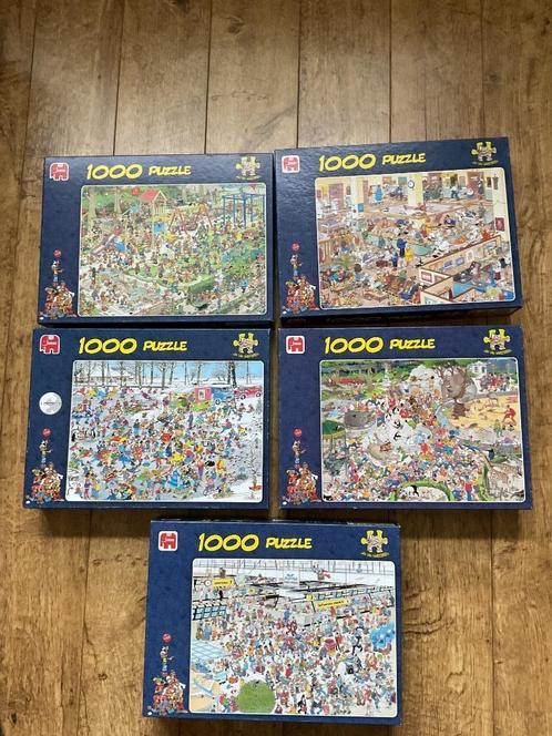 16 puzzels van 1000 stukjes van Jan van Haasteren, Hobby en Vrije tijd, Denksport en Puzzels, Zo goed als nieuw, Legpuzzel, 500 t/m 1500 stukjes