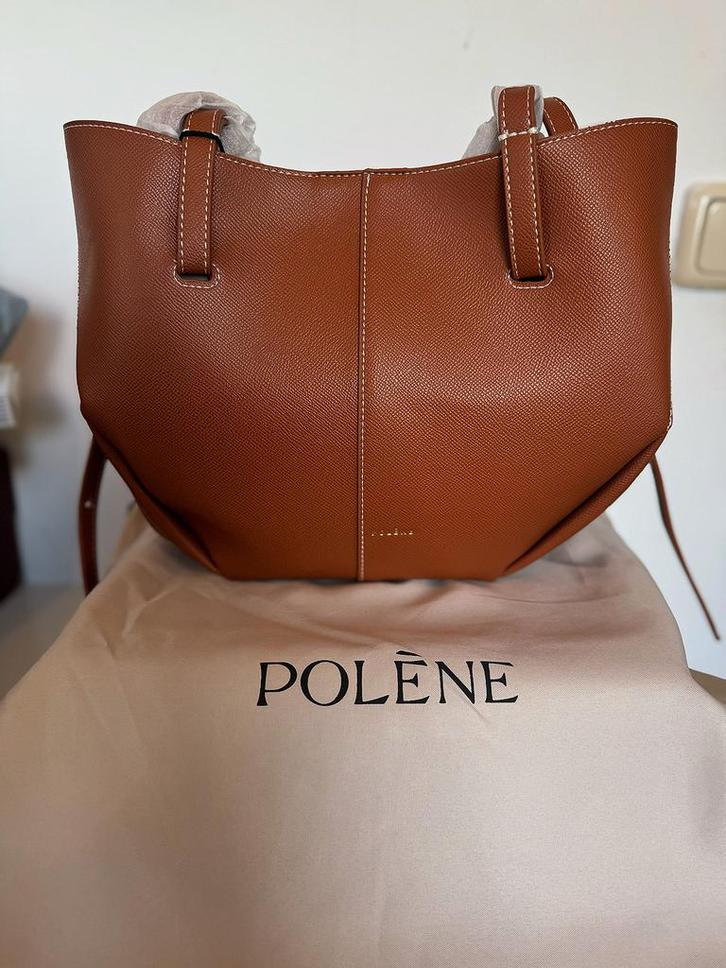 Polene Cyme Mini - Camel - Leren Schoudertas, Sieraden, Tassen en Uiterlijk, Tassen | Damestassen, Nieuw, Handtas, Bruin, Ophalen of Verzenden