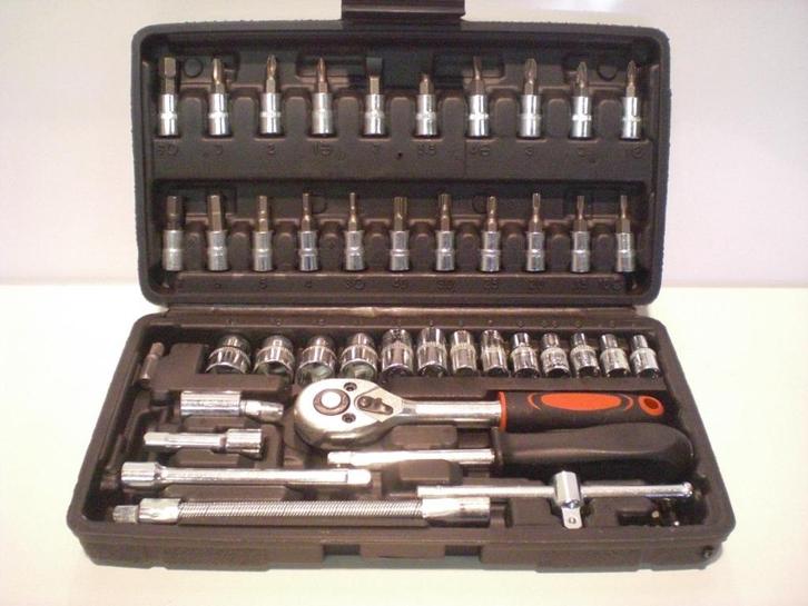 46 Delige Dop & Bit - Set. Gratis verzending in NL., Auto diversen, Autogereedschap, Nieuw, Ophalen of Verzenden