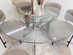 Glazen Ronde Eettafel, Huis en Inrichting, Tafels | Eettafels, Ophalen, 100 tot 150 cm, Rond, Vijf personen of meer