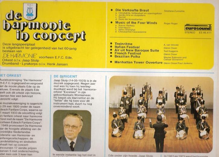 Ede Harmonie EFC , Jaap Stolp - LP zeldz.+drumband Lyrakorps, Boeken, Geschiedenis | Stad en Regio, Gelezen, Ophalen