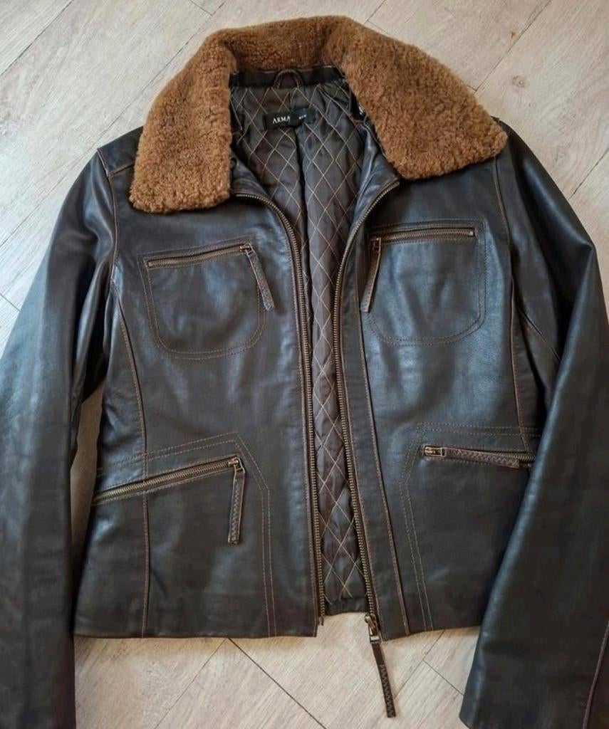 Stoer vintage donkerbruin leren ARMA jack maat 38, Maat 38/40 (M), Bruin, Arma, Ophalen of Verzenden