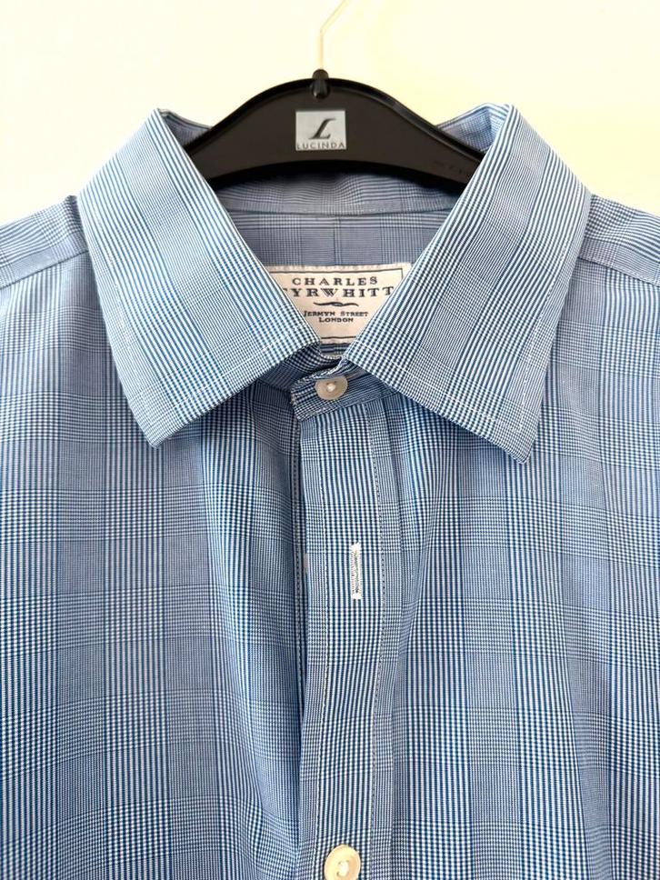 CHARLES TYRWHITT lichtblauw ruiten overhemd XXL bcbc, Kleding | Heren, Overhemden, Zo goed als nieuw, Overige halswijdtes, Blauw