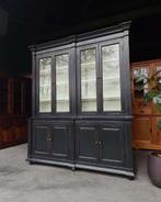 Hoge franse vitrinekast | Stoere zwarte buffetkast #2502
