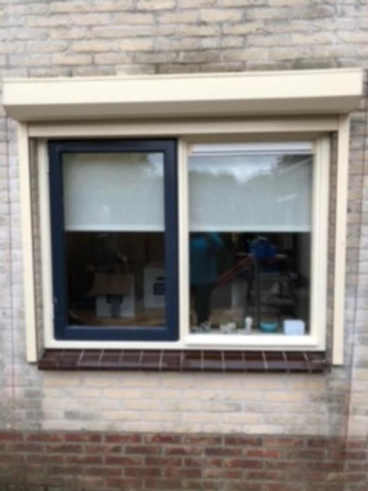 Rolluik handbediend breed 1680 x 1450 hoog, Doe-het-zelf en Verbouw, Rolluiken, Gebruikt, 100 tot 150 cm, 150 tot 200 cm, Crème of Beige