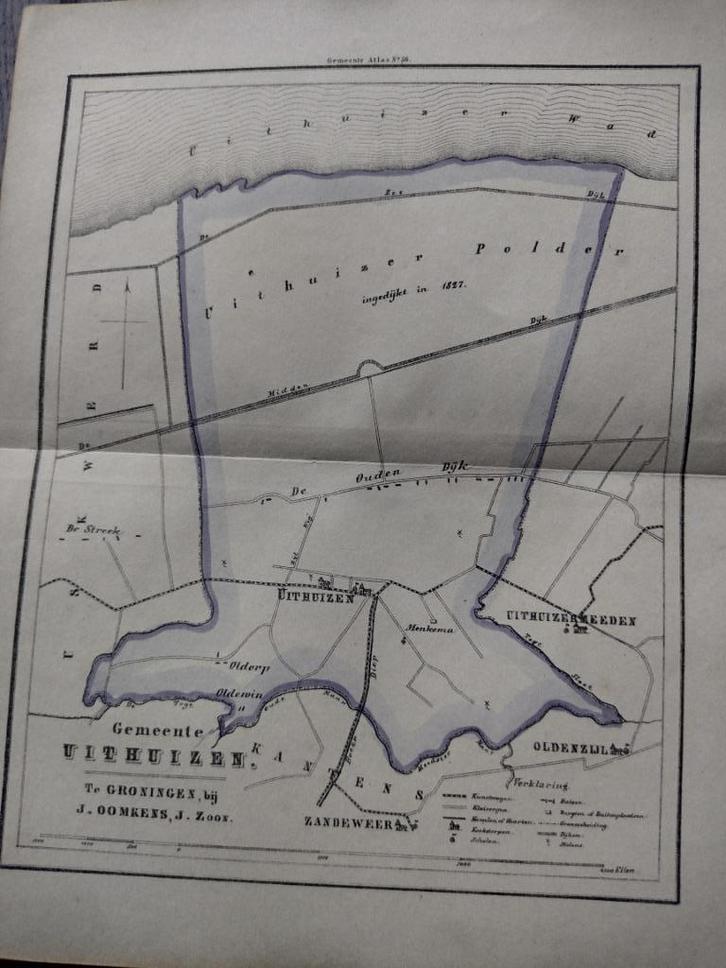 56 Uithuizen Oldorp Uithuizermeeden Oldenzijl Litho 1862, Antiek en Kunst, Kunst | Litho's en Zeefdrukken, Ophalen of Verzenden