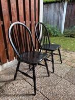 2 Zwarte Windsor Stoelen - Eikenhout, Huis en Inrichting, Stoelen, Ophalen, Gebruikt, Twee, Zwart