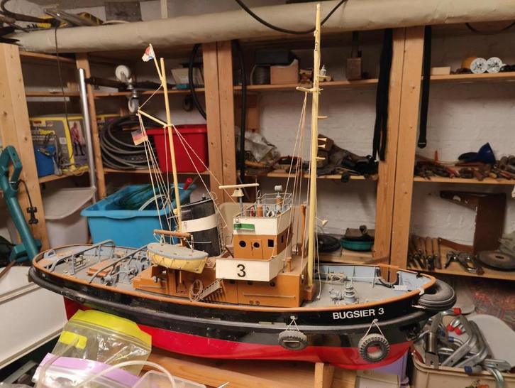 Antieke modelbouw sleepboot bugsier, Hobby en Vrije tijd, Modelbouw | Boten en Schepen, Gebruikt, Groter dan 1:32, Overige merken