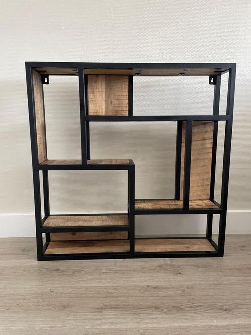 Wandmeubel mangohout/industrieel, zo goed als nieuw,  €80,-, Huis en Inrichting, Kasten | Wandmeubels, Zo goed als nieuw, Minder dan 100 cm