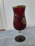 Vintage vaas glas beplakt met mozaïek stukjes hoogte 35 CM o, Overige kleuren, Ophalen of Verzenden, Minder dan 50 cm, Glas