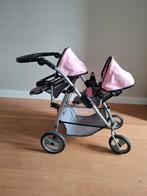 Poppen Tweelingwagen - Verstelbaar, Kinderen en Baby's, Kinderwagens en Combinaties, Gebruikt, Verstelbare duwstang, Ophalen of Verzenden