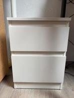 IKEA MALM nachtkastje wit – 2 lades, Ophalen, Zo goed als nieuw