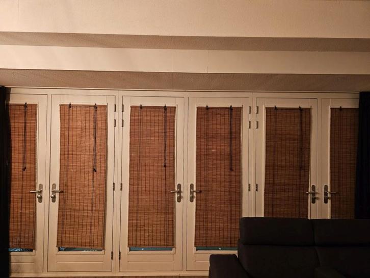 6 licht bruine bamboe rolgordijnen van 60 cm bij 180 cm, Huis en Inrichting, Stoffering | Gordijnen en Lamellen, Zo goed als nieuw