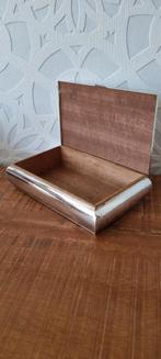verzilverde Houten Sigarendoos sigarettendoos sigaren blik, Ophalen of Verzenden, Gebruikt, Tabaksdoos of Verpakking
